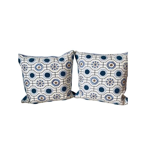 Celerie By Kemble Square Pillow Perigold Designer 20” Duck Feathers India Blue - Picture 1 of 9